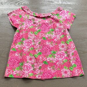 Lilly Pulitzer Pink Floral Blouse, size 2, like new